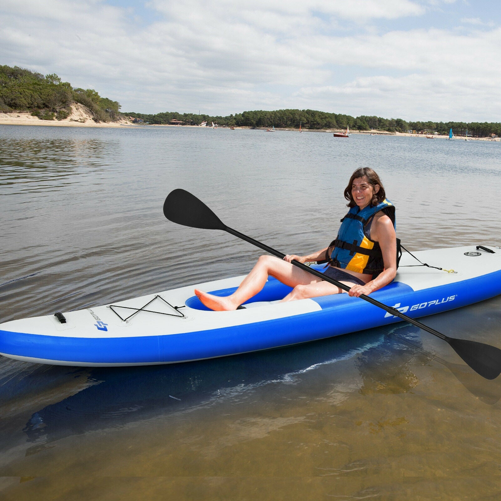 Inflatable Kayak Includes Aluminum Paddle with Hand Pump for 1 Person-Blue