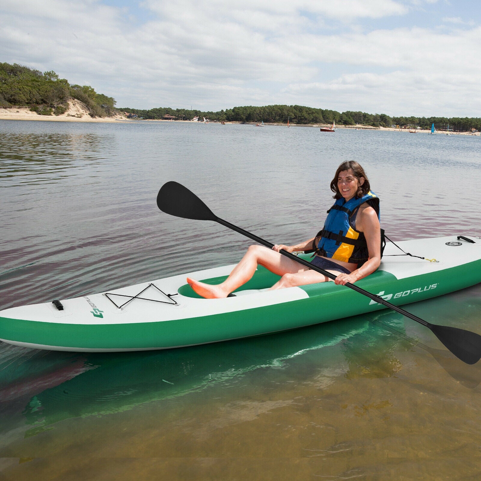 Inflatable Kayak Includes Aluminum Paddle with Hand Pump for 1 Person-Green