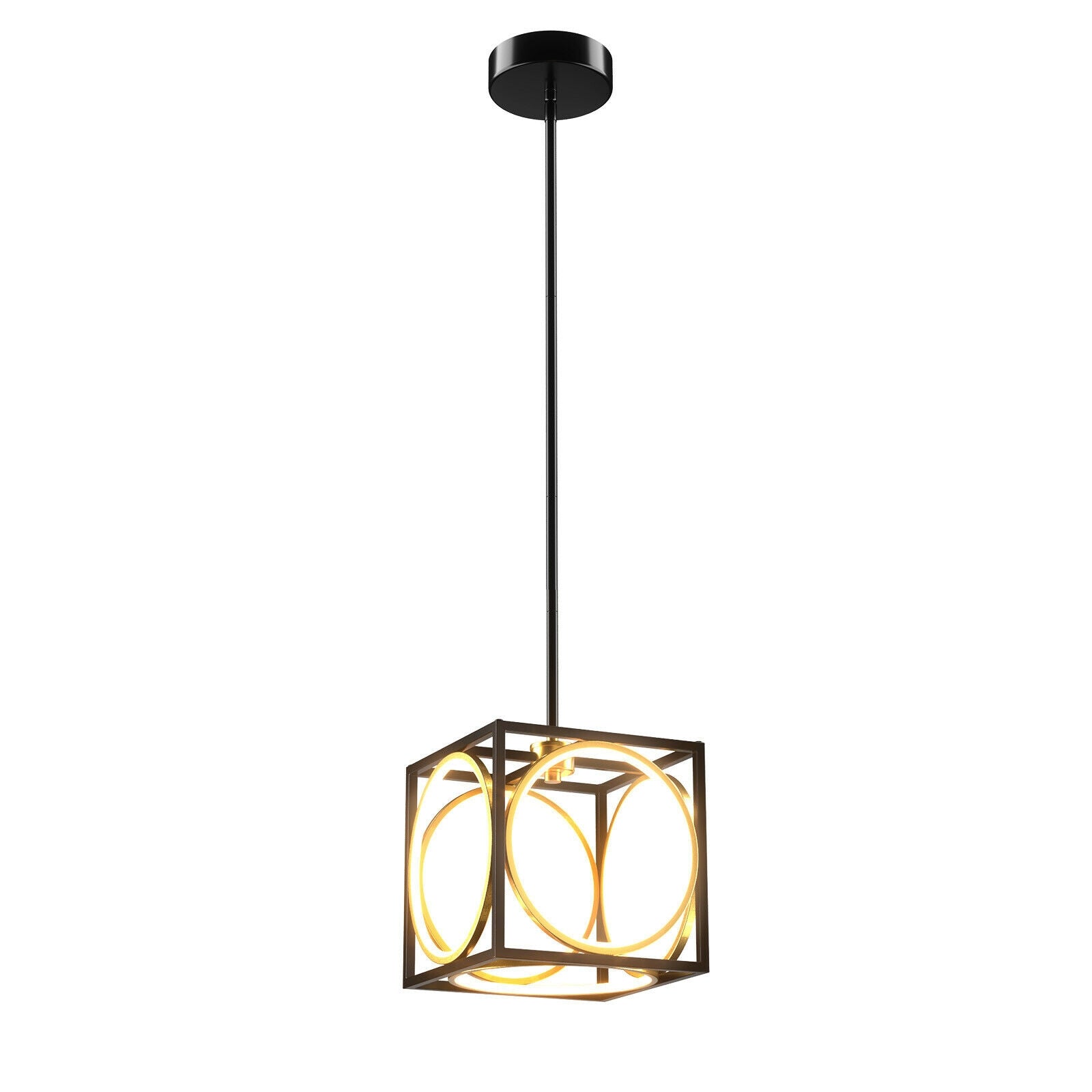 Modern LED Pendant Light with 42 Inches Adjustable Suspender-Black