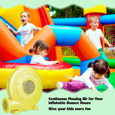 350 Watt 0.5 HP Air Blower Pump Fan for Inflatable Bounce House and Bouncy Castle-Yellow 