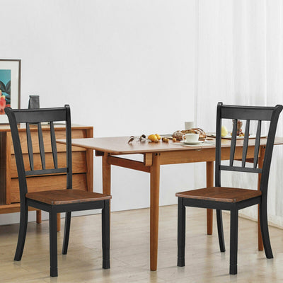2 Pieces Solid Whitesburg Spindle Back Wood Dining Chairs-Black 