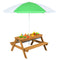 Kids 3-in-1 Outdoor Picnic Water Sand Table with Umbrella Play Boxes