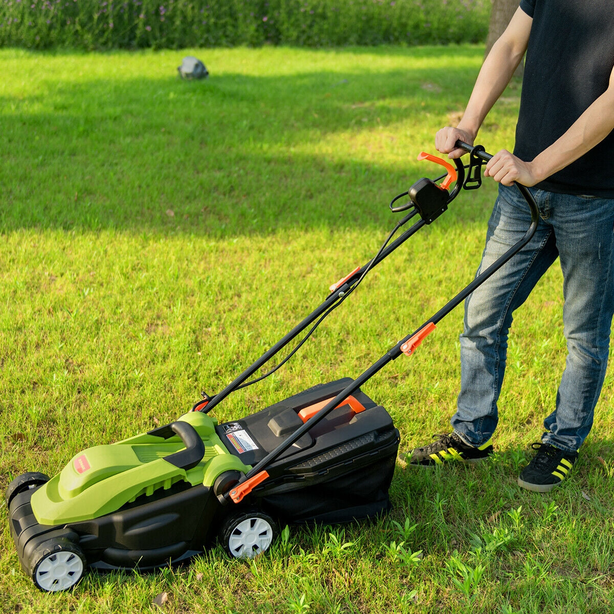 14-Inch 12 Amp Lawn Mower with Folding Handle Electric Push