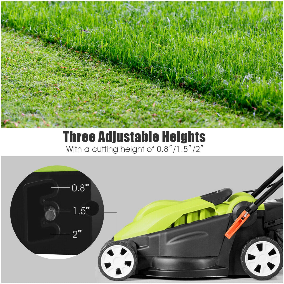 14-Inch 12 Amp Lawn Mower with Folding Handle Electric Push