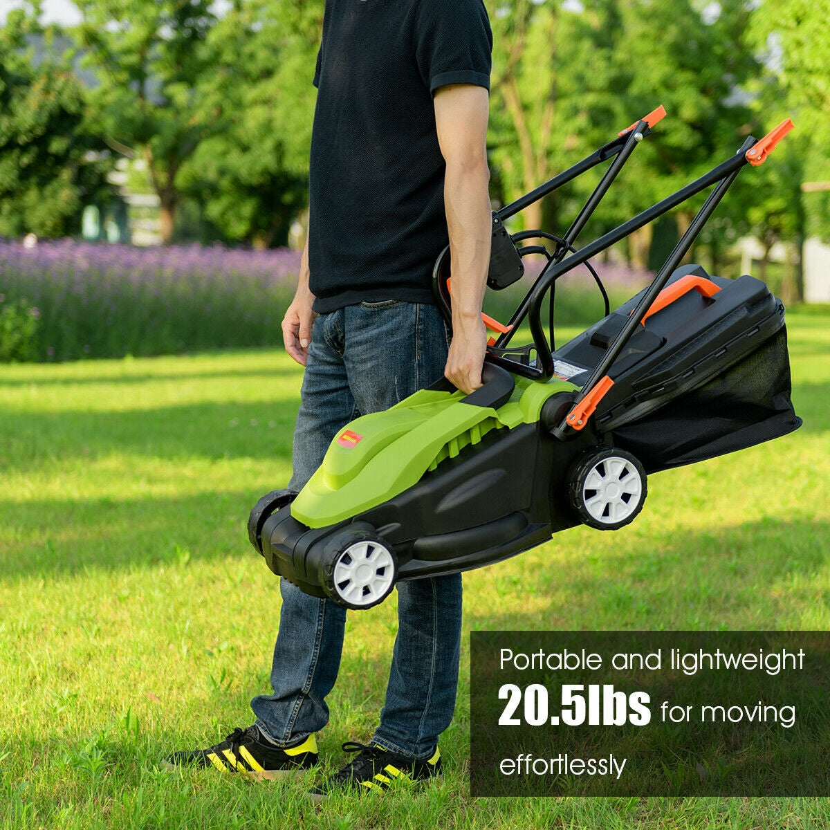 14-Inch 12 Amp Lawn Mower with Folding Handle Electric Push 