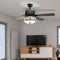 52 Inch Ceiling Fan with Light Reversible Blade and Adjustable Speed-Black