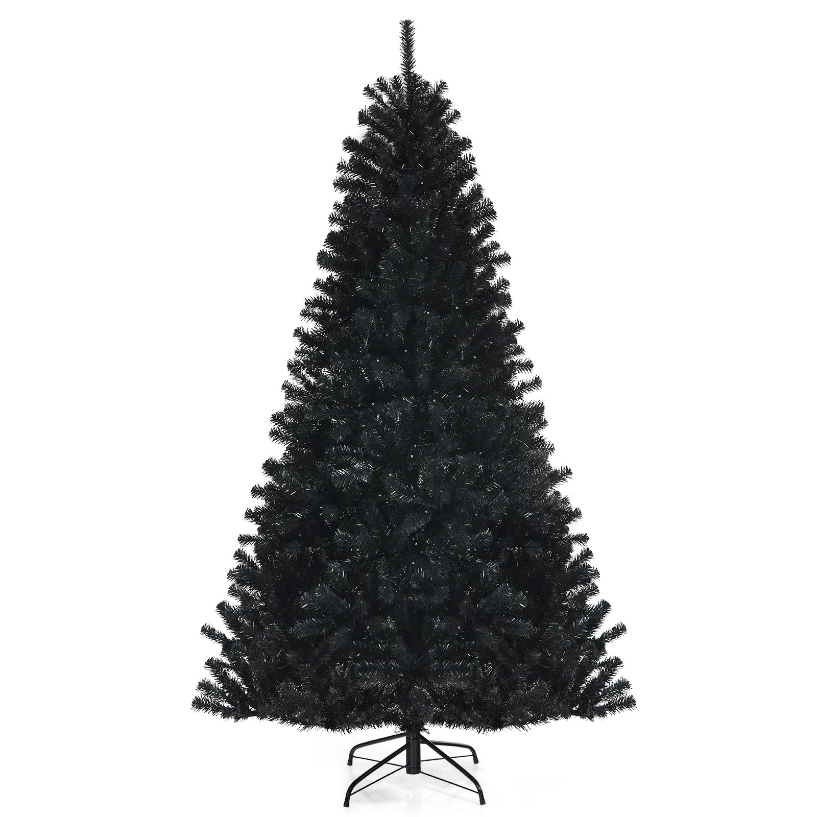 Black Artificial Christmas Halloween Tree with Purple LED Lights-7'