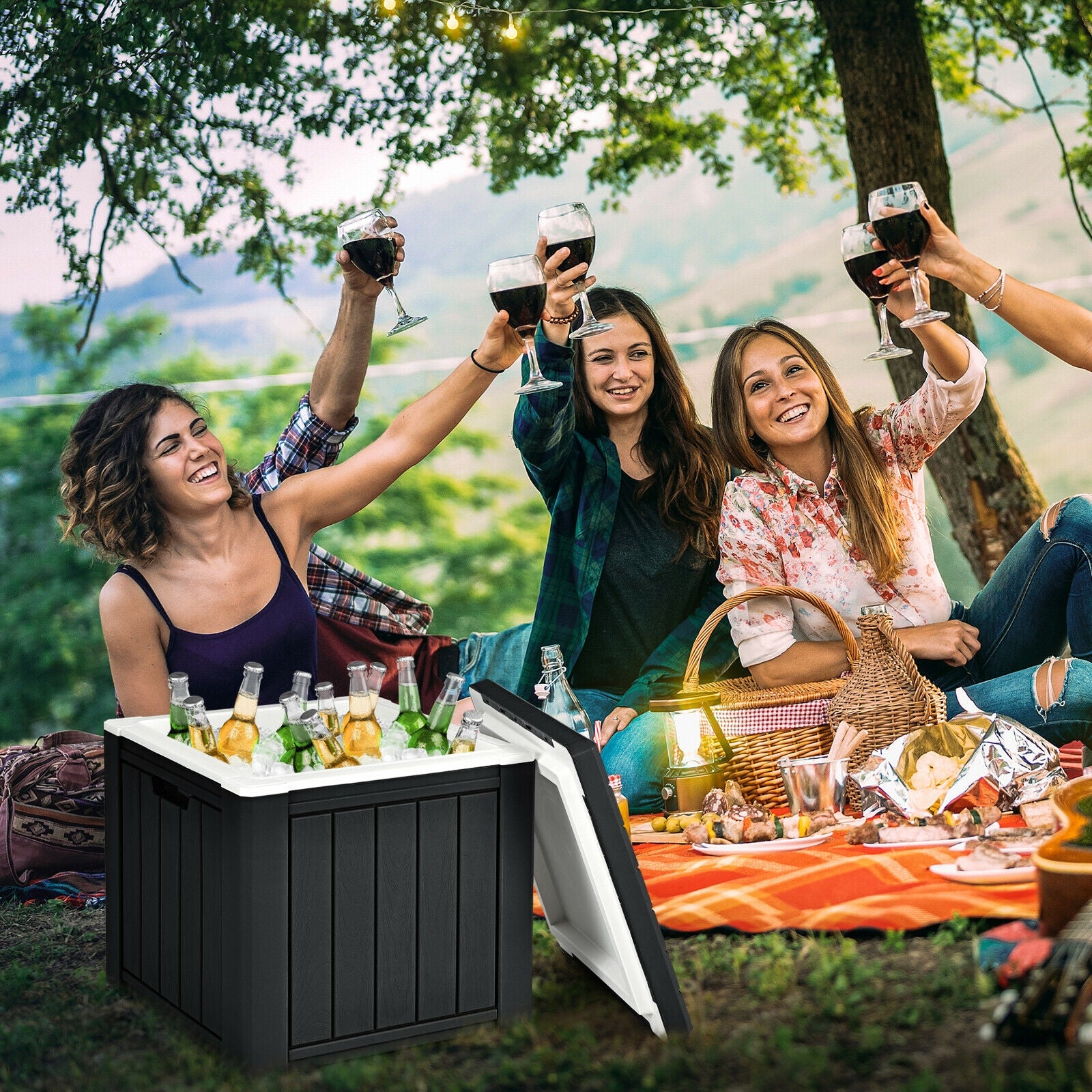 10 Gallon Storage Cooler for Picnic and Outdoor Activities-Black