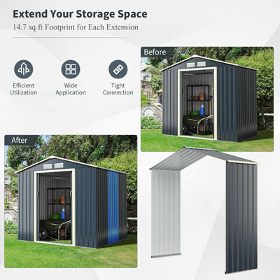 Outdoor Storage Shed Extension Kit for 7 Feet Shed Width 