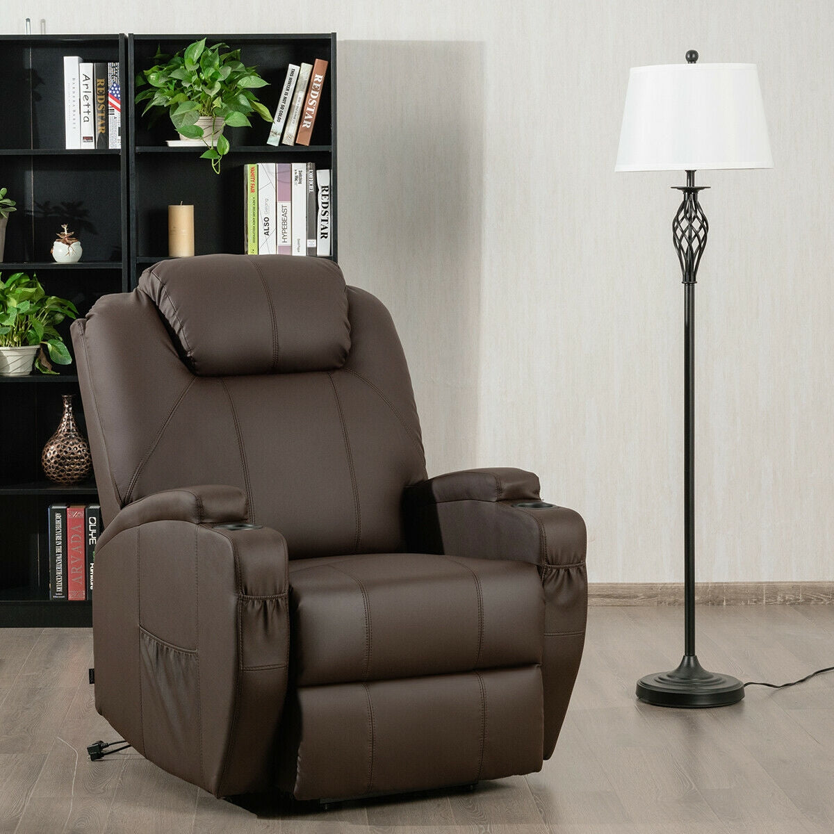 Heated Vibration Massage Power Lift Chair with Remote-Brown