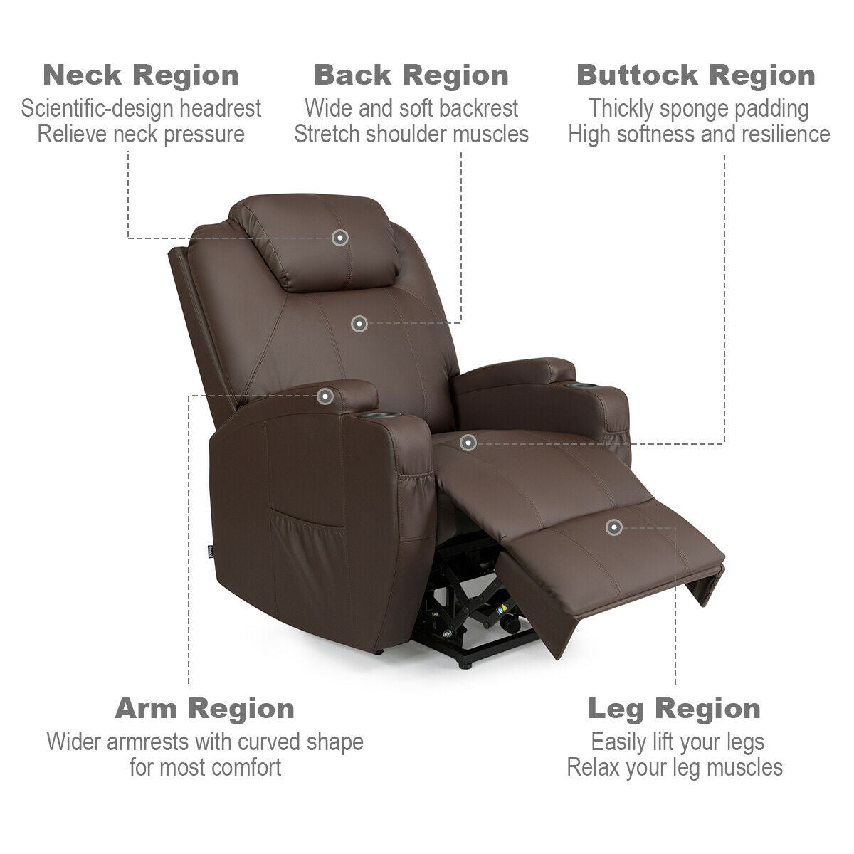 Heated Vibration Massage Power Lift Chair with Remote-Brown