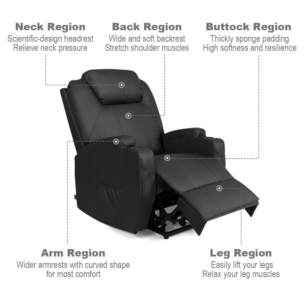 Power Lift Recliner Chair with Massage and Heat for Elderly with Remote Control-Black 