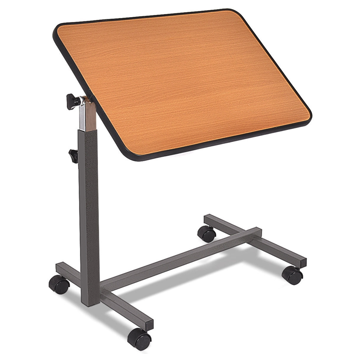 Overbed Rolling Food Tray Table-Natural