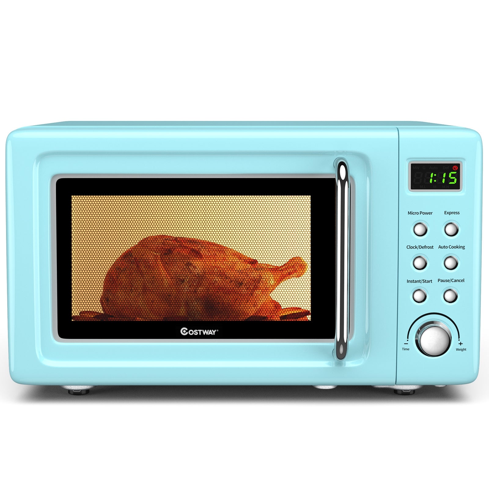 700W Retro Countertop Microwave Oven with 5 Micro Power and Auto Cooking Function-Green