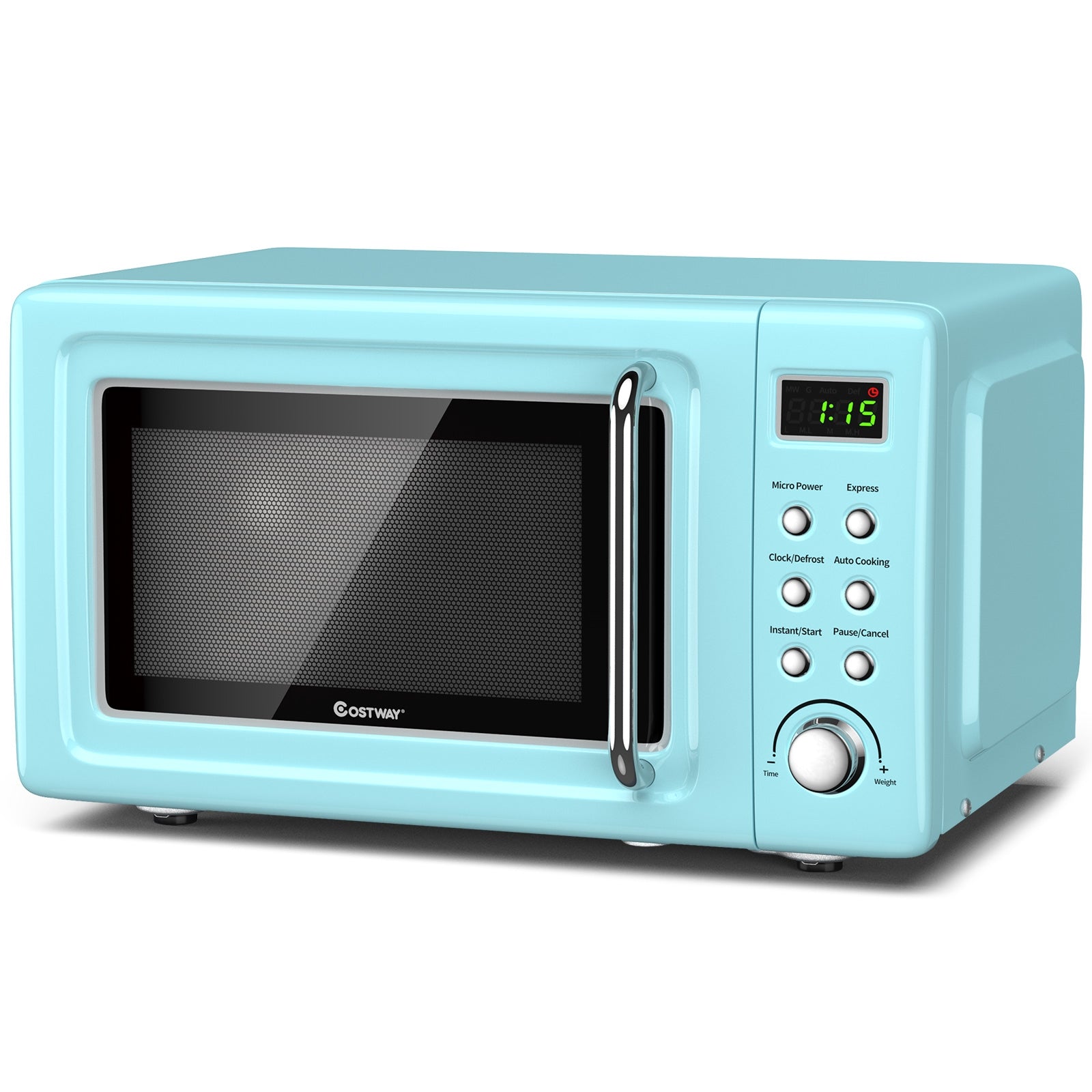 700W Retro Countertop Microwave Oven with 5 Micro Power and Auto Cooking Function-Green