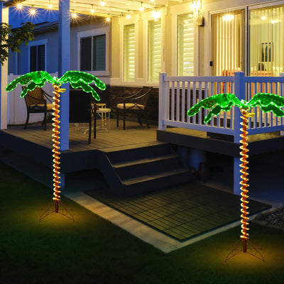 5 Feet LED Pre-lit Palm Tree Decor with Light Rope 