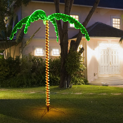 7 Feet LED Pre-lit Palm Tree Decor with Light Rope 