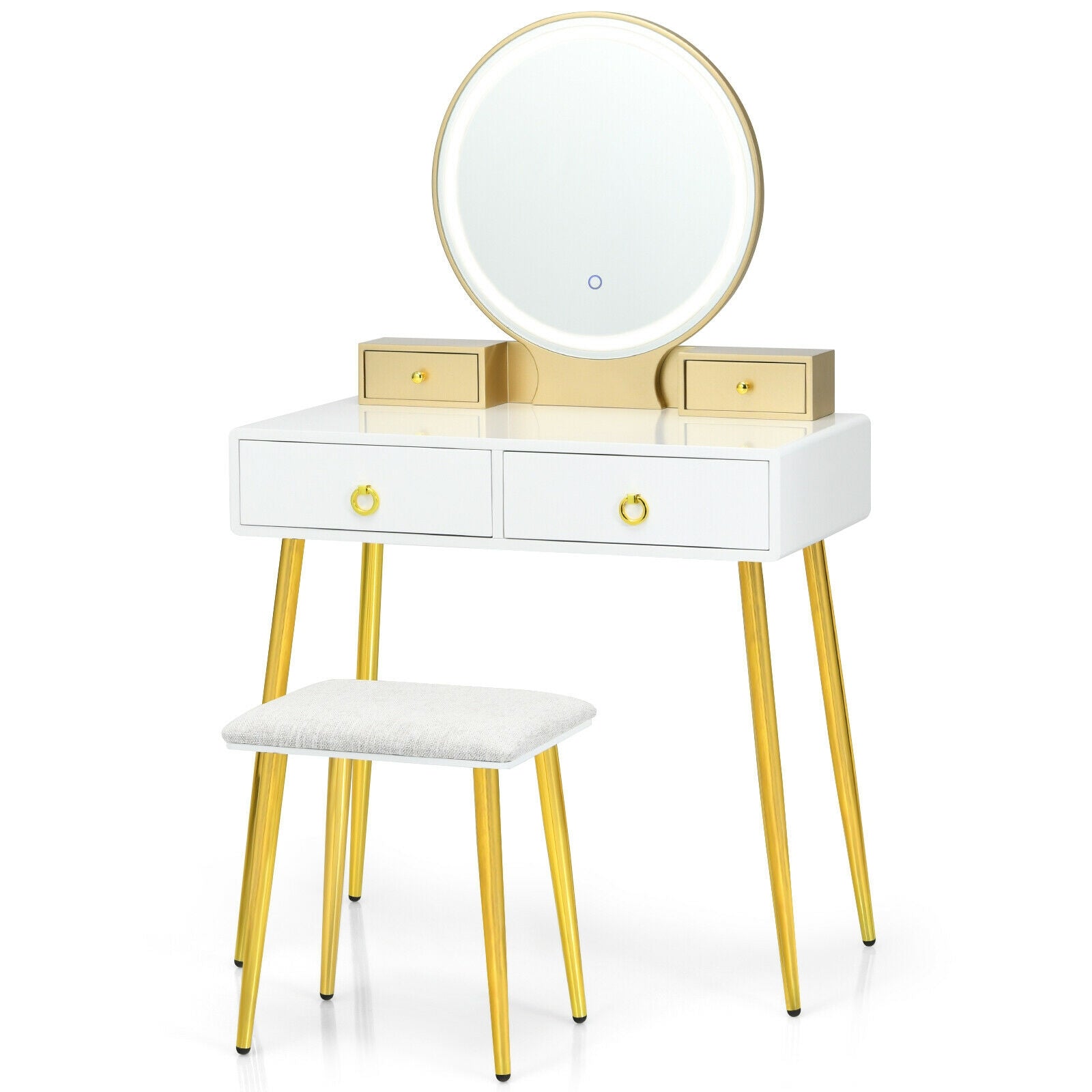 Vanity Table Set with Mirror-White