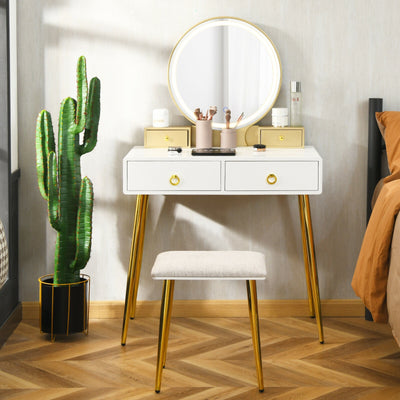 Vanity Table Set with Mirror-White 