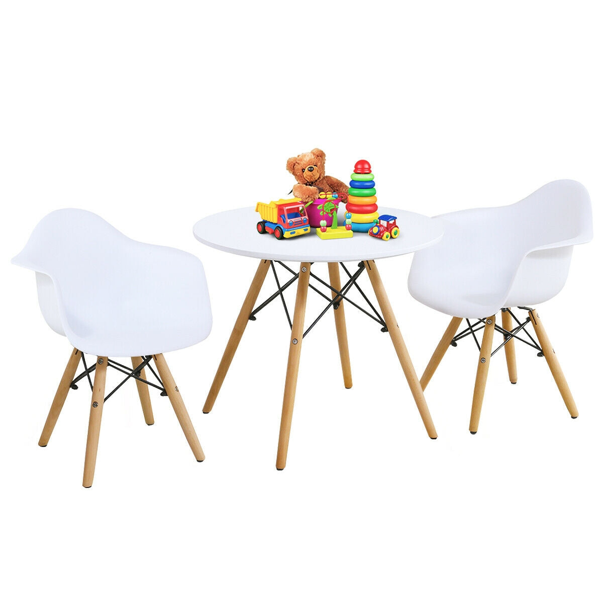 3 Pieces Kid's Modern Round Table Chair Set