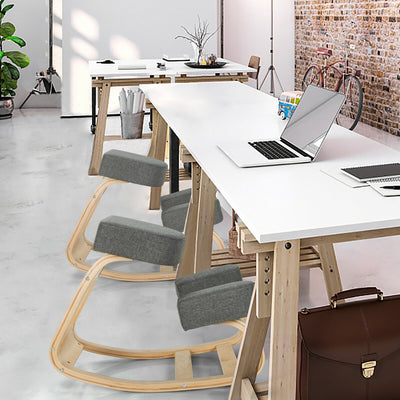 Ergonomic Kneeling Chair Rocking Office Desk Stool Upright Posture-Gray 