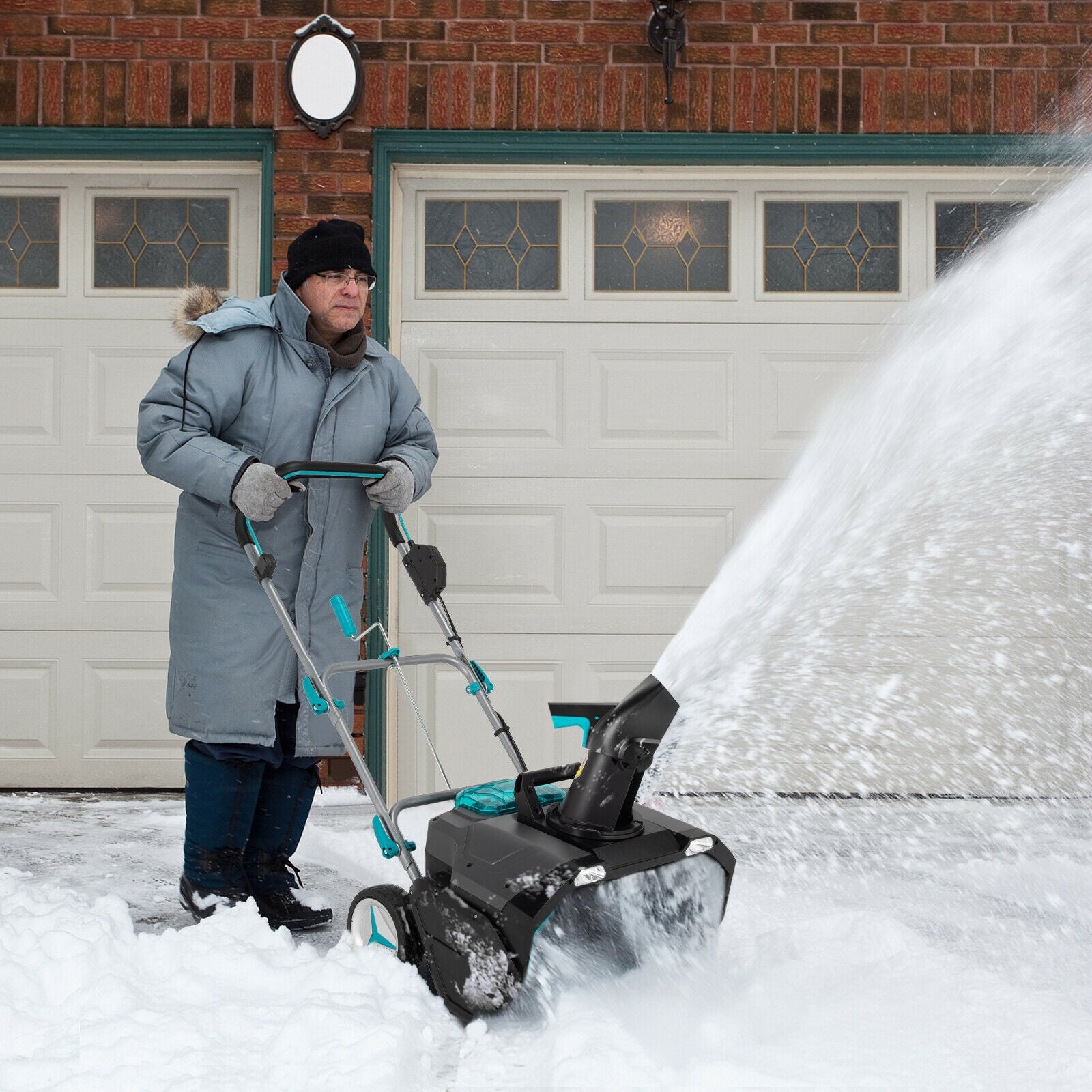 20 Inch Cordless 2 x 4.0Ah 40V Battery-Powered Snow Thrower-Black 