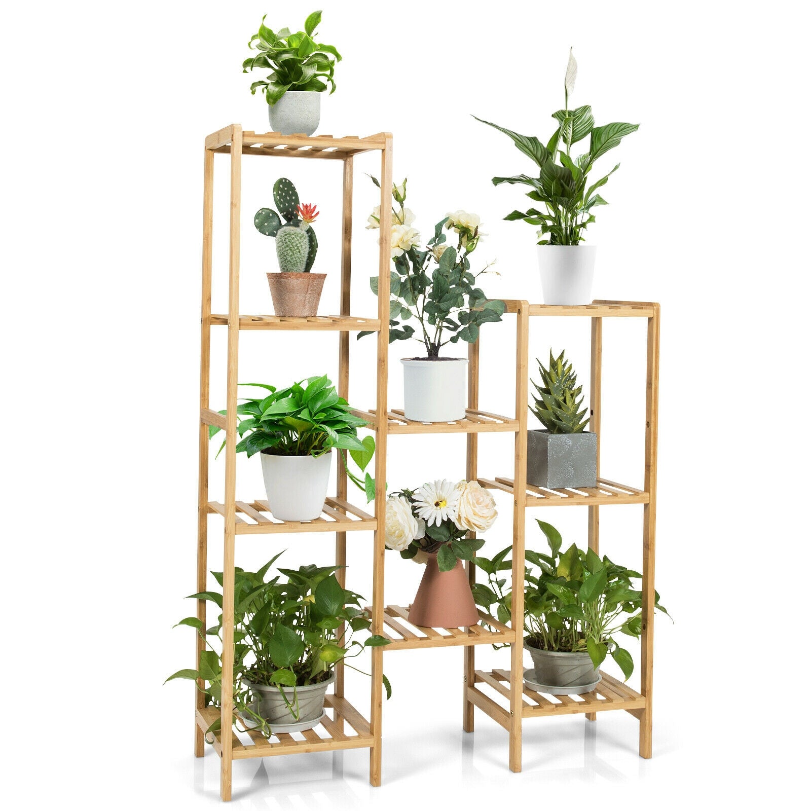 9/11-Tier Bamboo Plant Stand for Living Room Balcony Garden-9-Tier