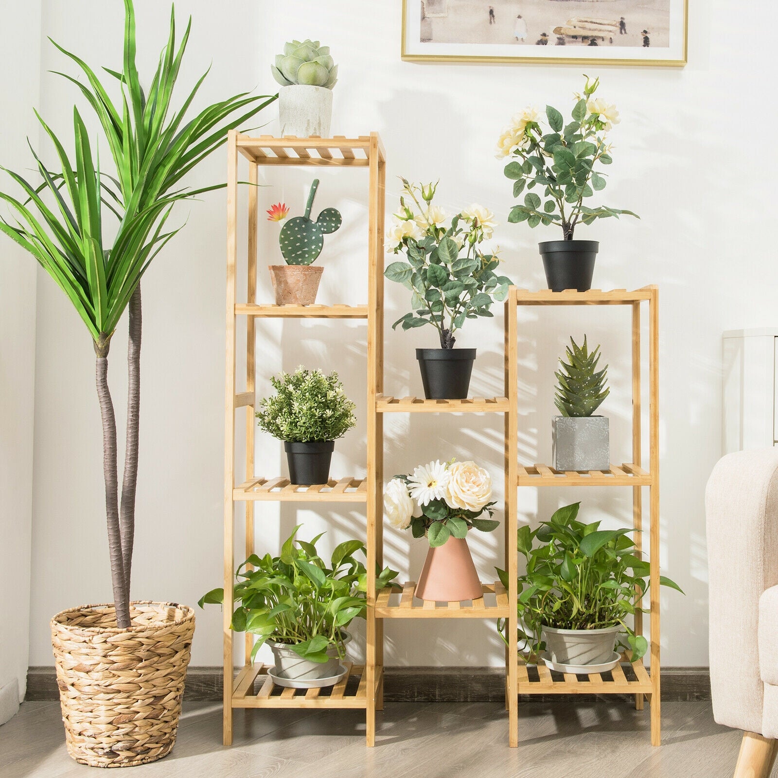 9/11-Tier Bamboo Plant Stand for Living Room Balcony Garden-9-Tier