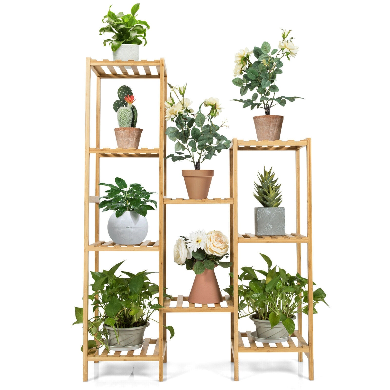 9/11-Tier Bamboo Plant Stand for Living Room Balcony Garden-9-Tier