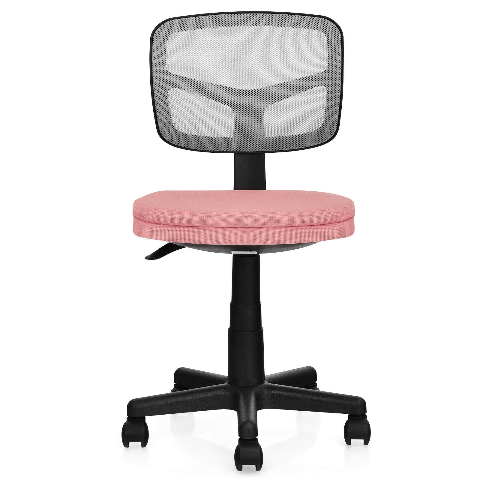 Armless Computer Chair with Height Adjustment and Breathable Mesh for Home Office-Pink