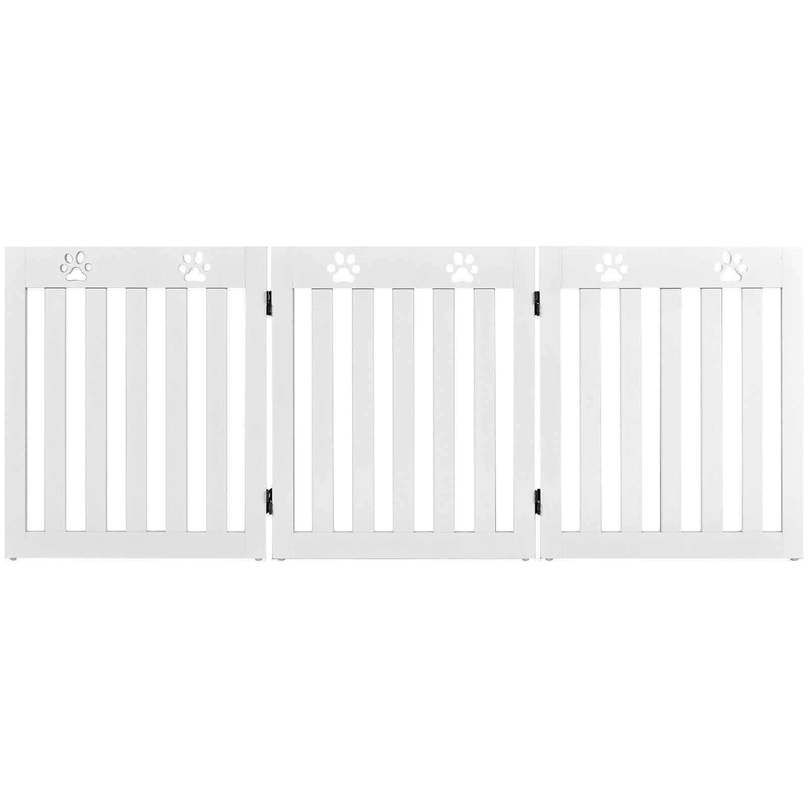 24 Inch Folding Wooden Freestanding Dog Gate with 360° Flexible Hinge for Pet-White