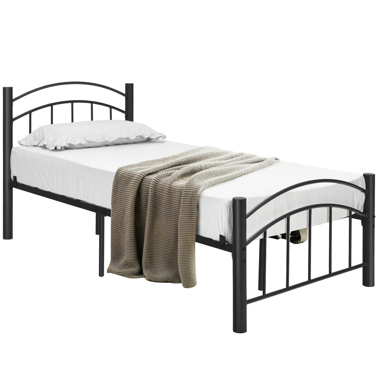 Modern Platform Bed with Headboard and Footboard-Twin size