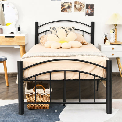 Modern Platform Bed with Headboard and Footboard-Twin size 