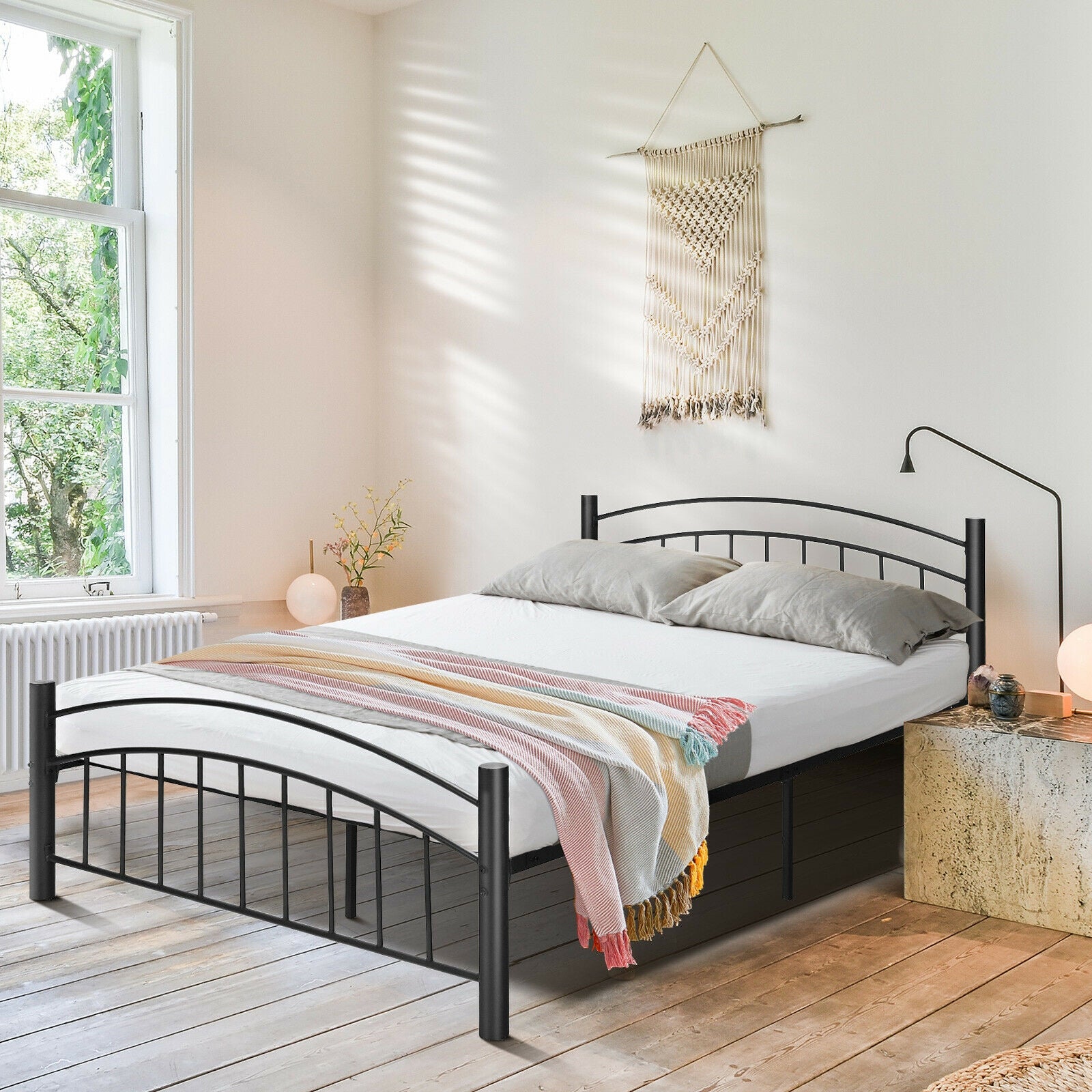 Modern Platform Bed with Headboard and Footboard-Queen Size