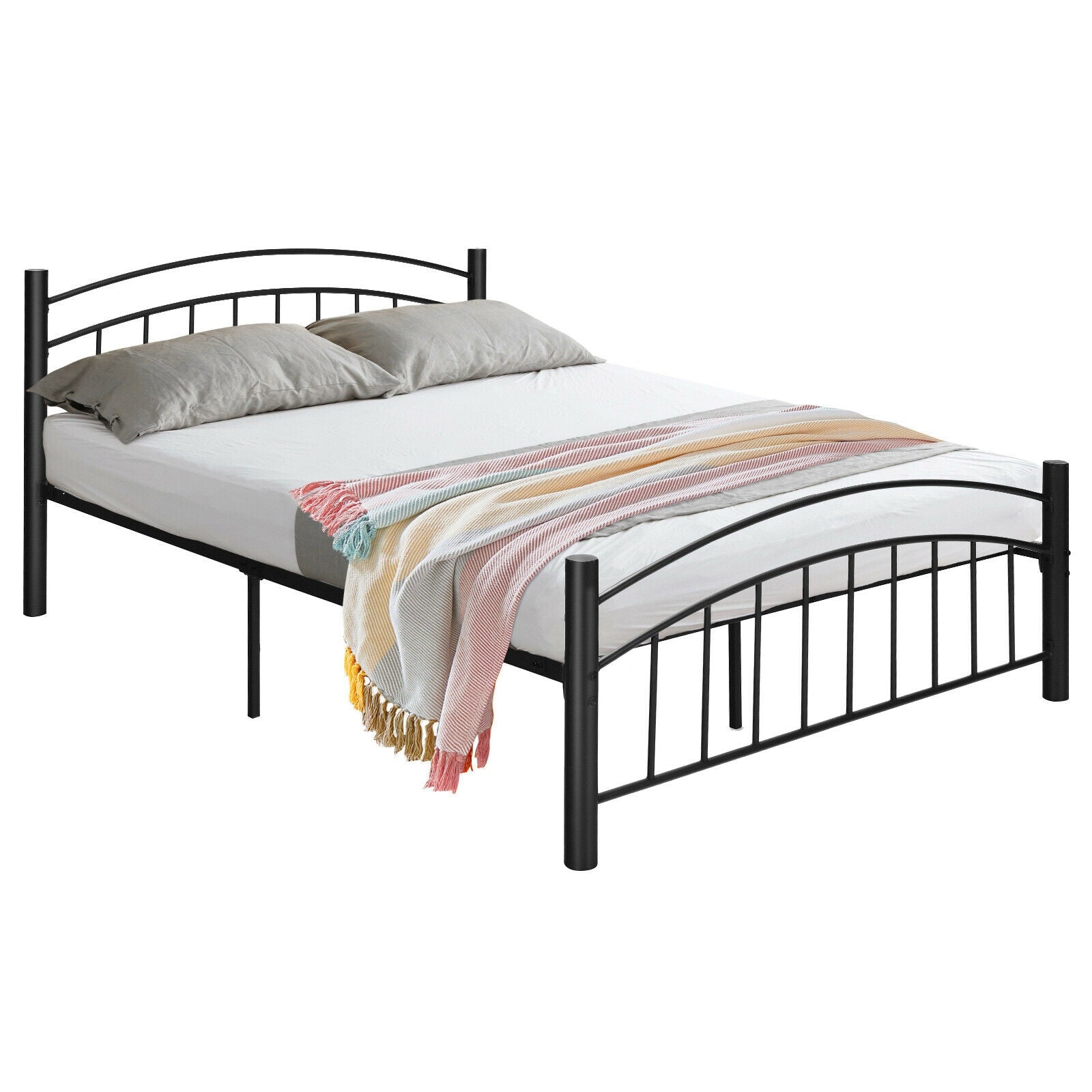 Modern Platform Bed with Headboard and Footboard-Queen Size