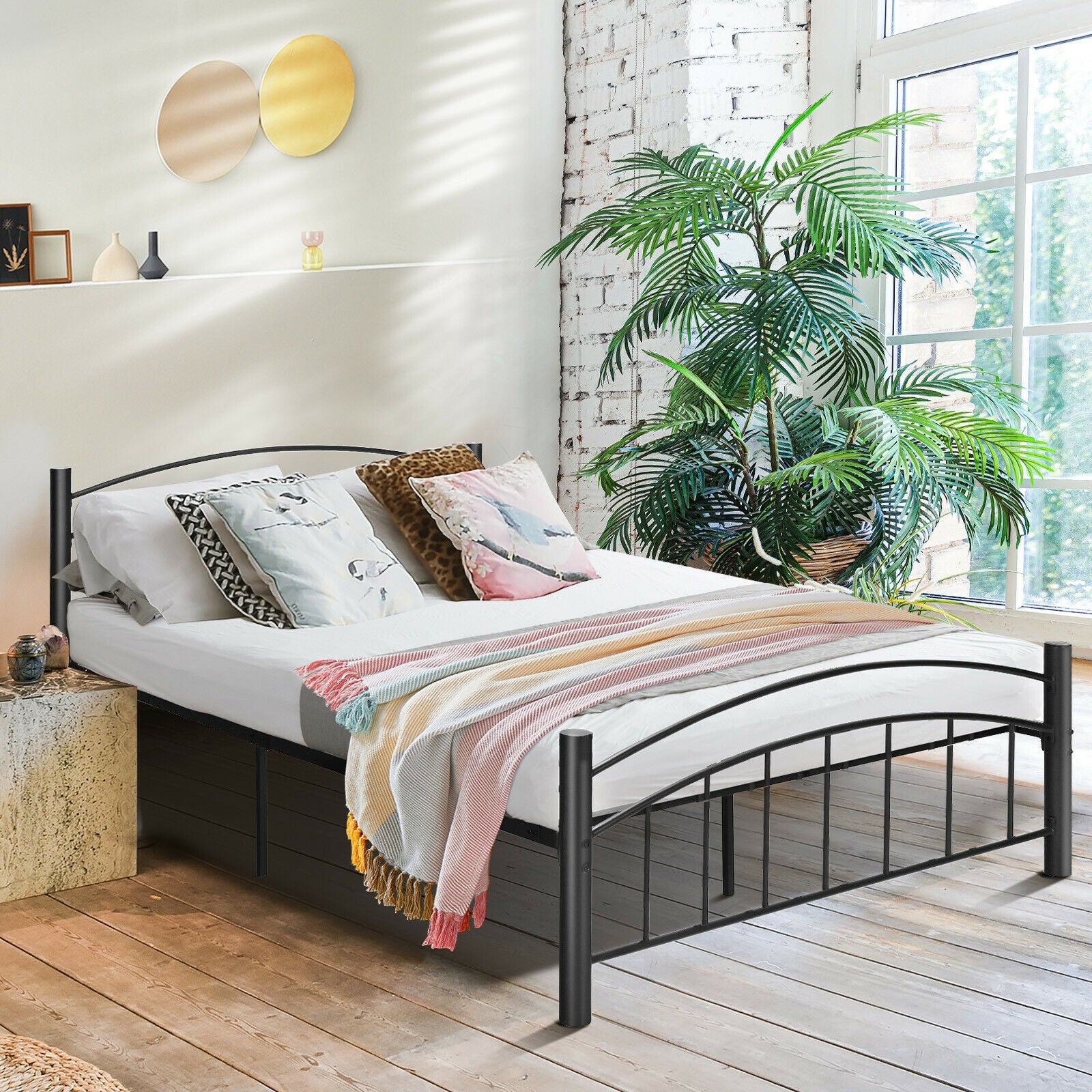 Modern Platform Bed with Headboard and Footboard-Full Size