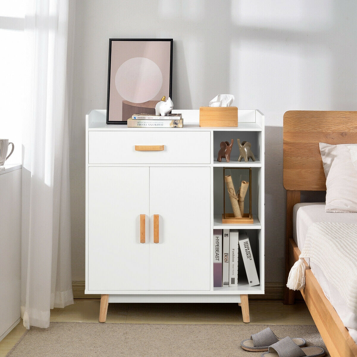 Floor Storage Cabinet Free Standing Cupboard Chest 