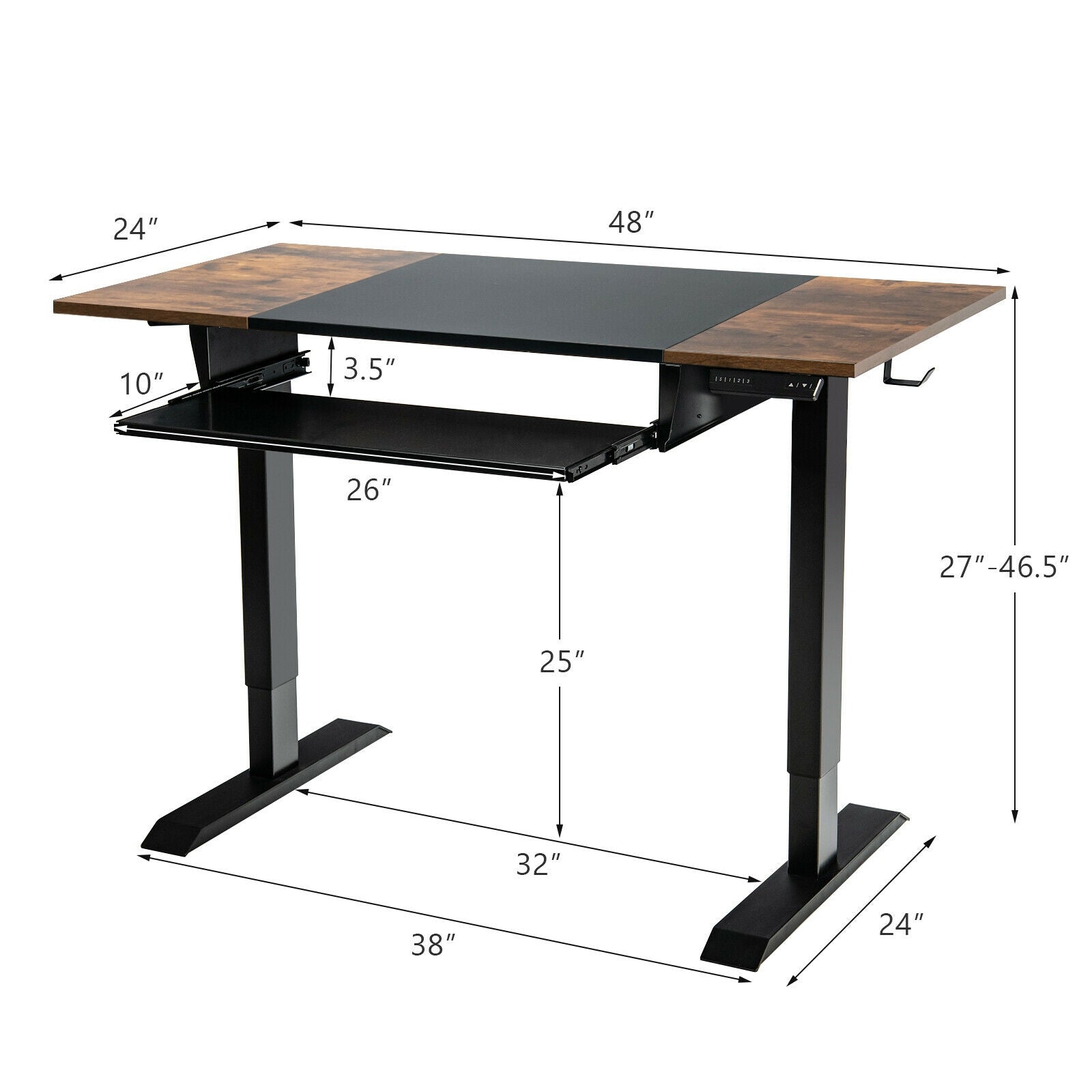 48 Inch Electric Sit to Stand Desk with Keyboard Tray-Black