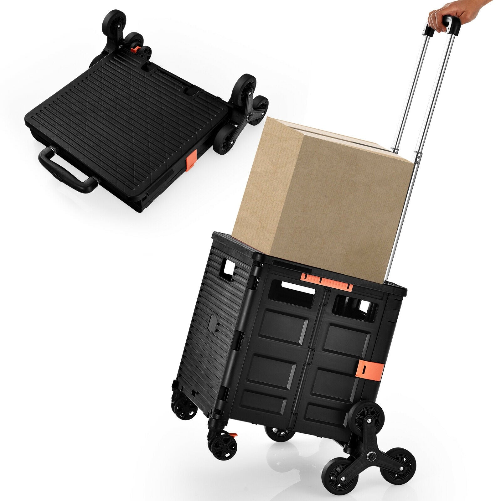 Foldable Utility Cart for Travel and Shopping-Black