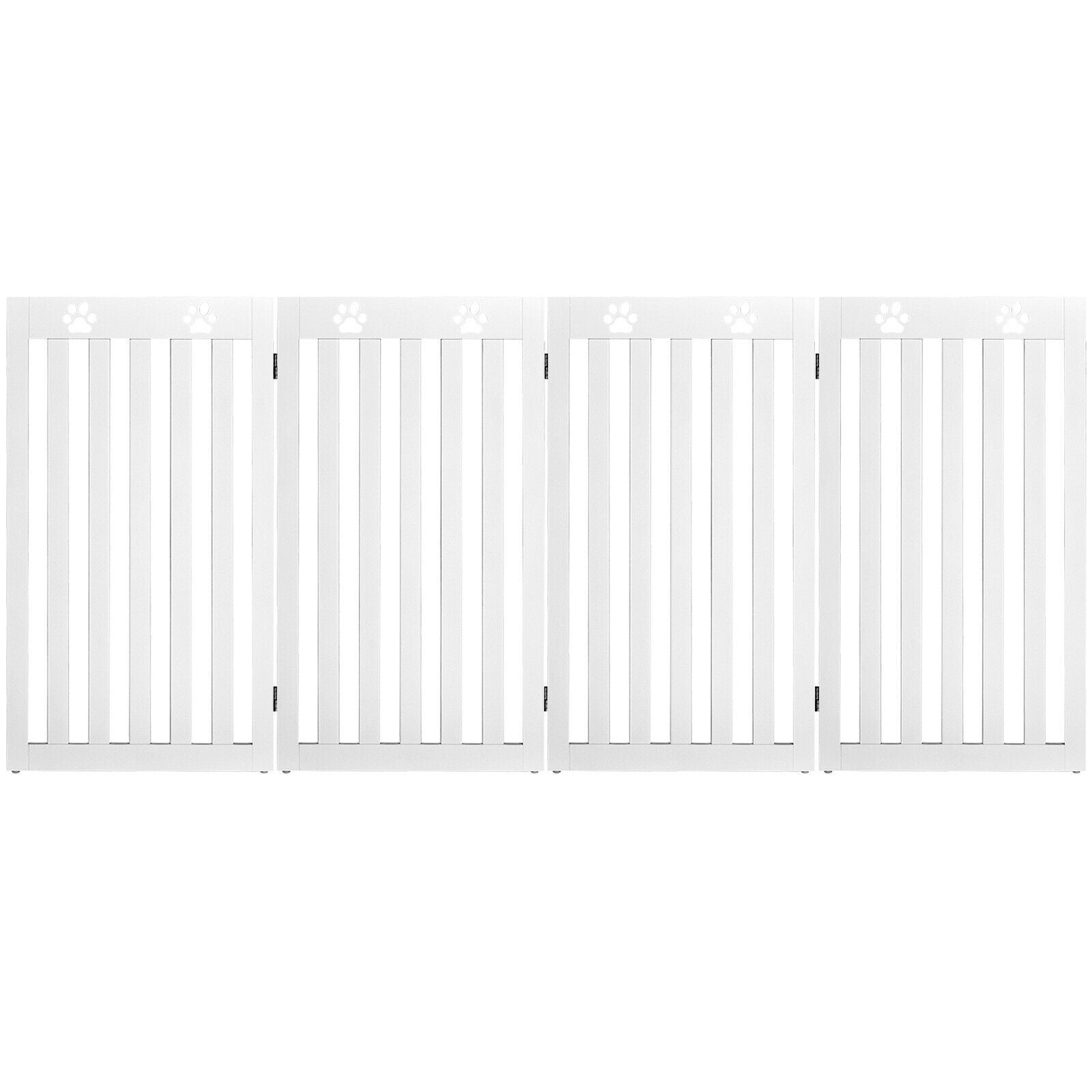 36 Inch Folding Wooden Freestanding Pet Gate  with 360° Hinge-White