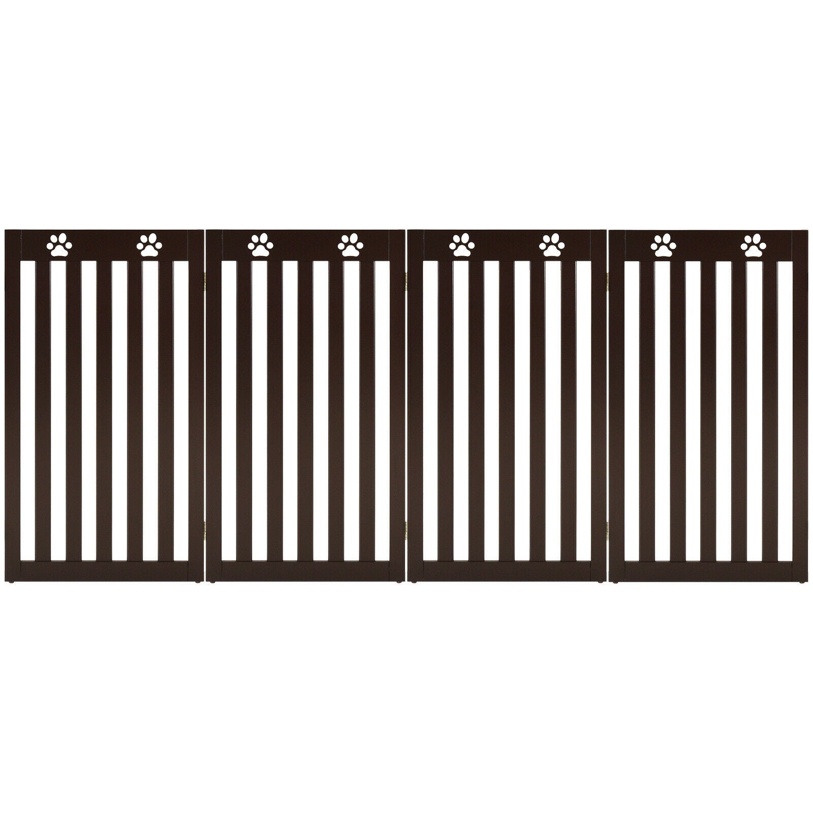 36 Inch Folding Wooden Freestanding Pet Gate  with 360° Hinge-Espresso