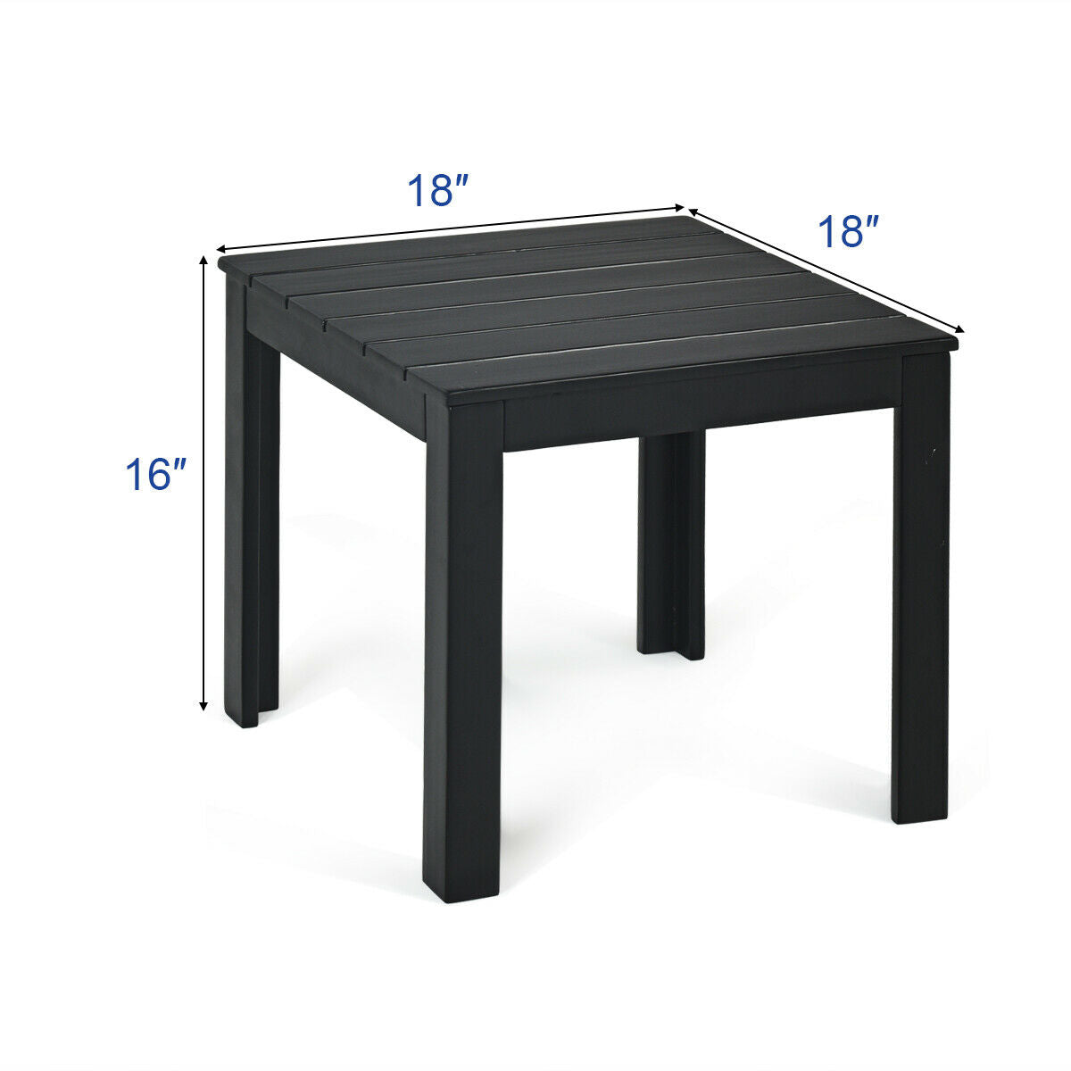 Wooden Square Patio Coffee Bistro Table-Black