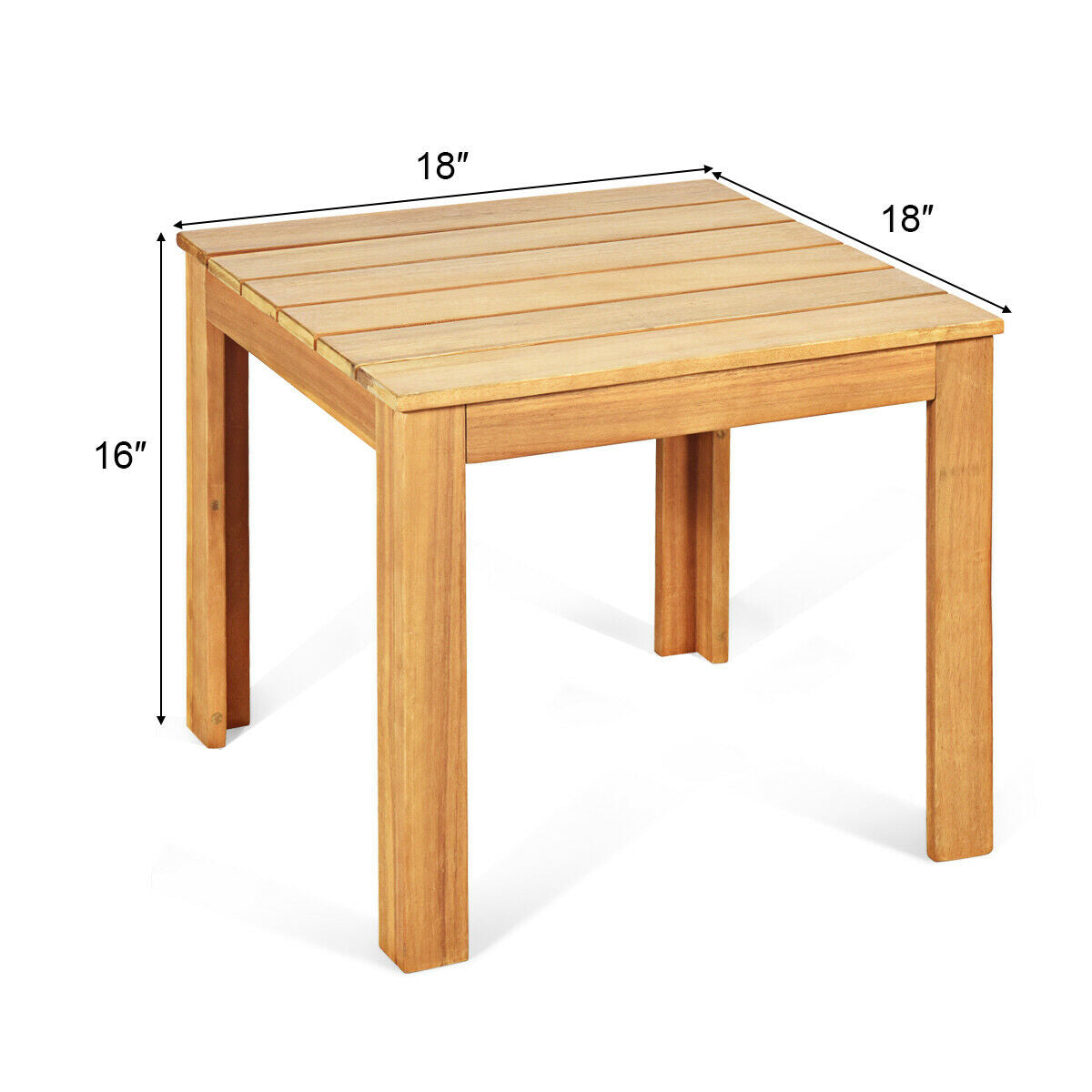 Wooden Square Patio Coffee Bistro Table-Natural