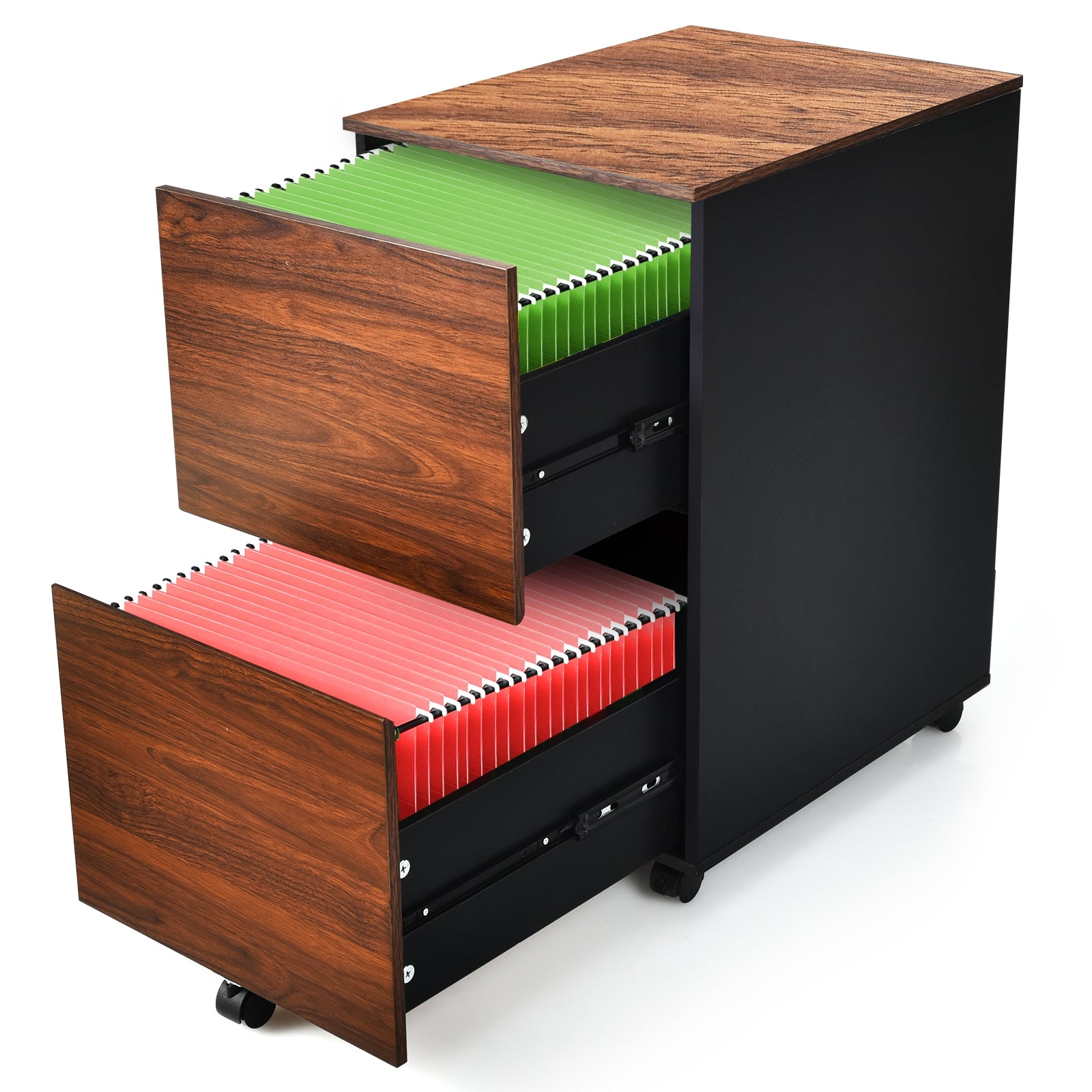 2 Drawer Rolling Filing Storage Cabinet with 2 Locking Wheels