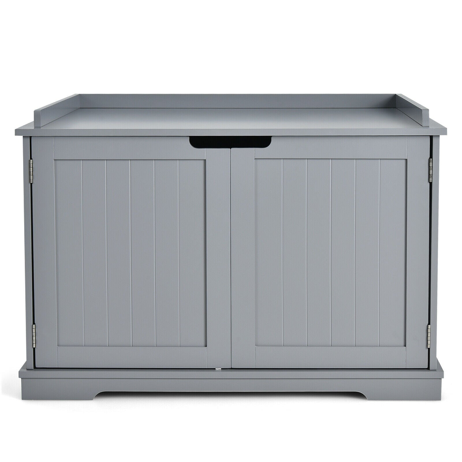 Cat Litter Box Enclosure with Double Doors for Large Cat and Kitty-Gray