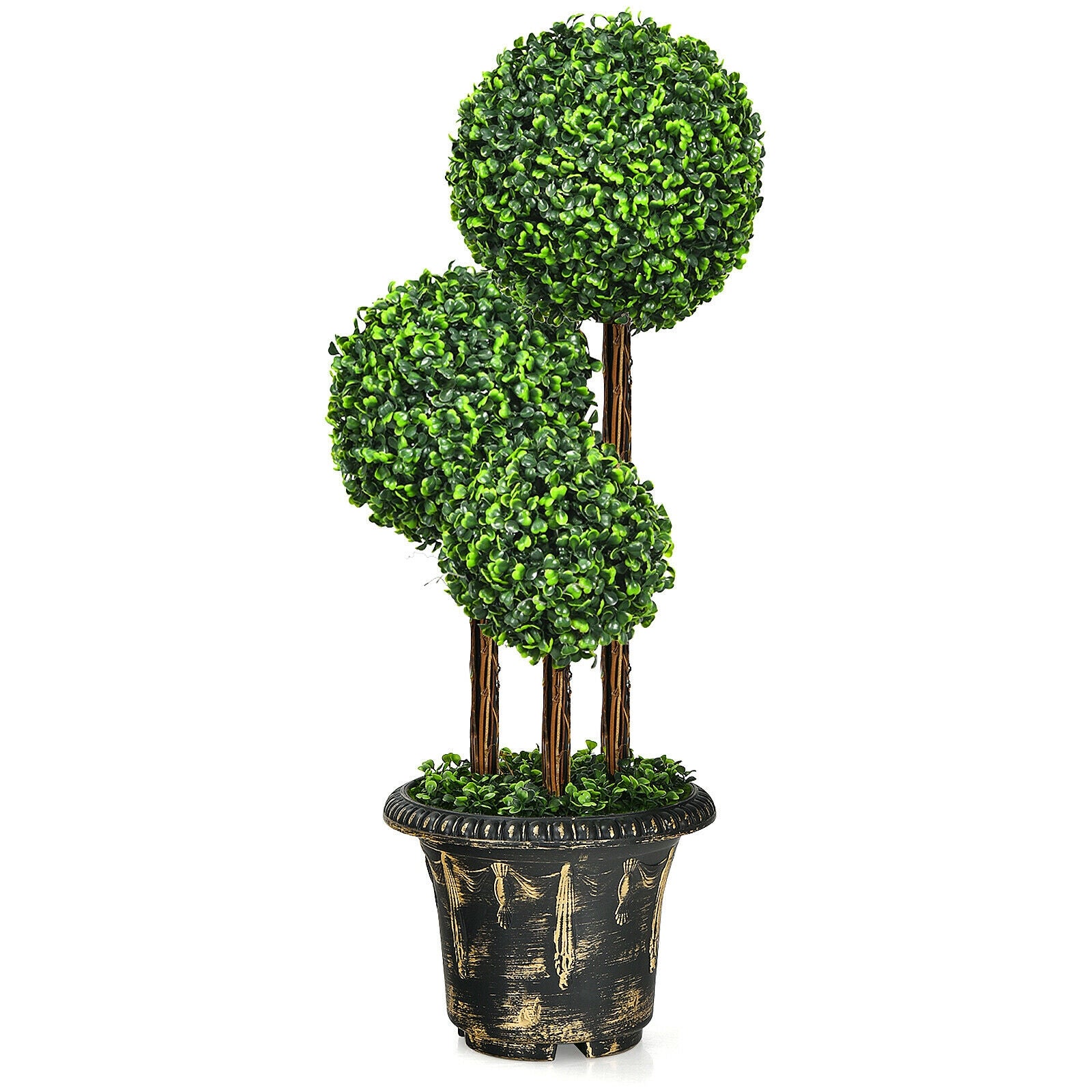 36-Inch Artificial Topiary Triple Ball Tree for Indoor and Outdoor