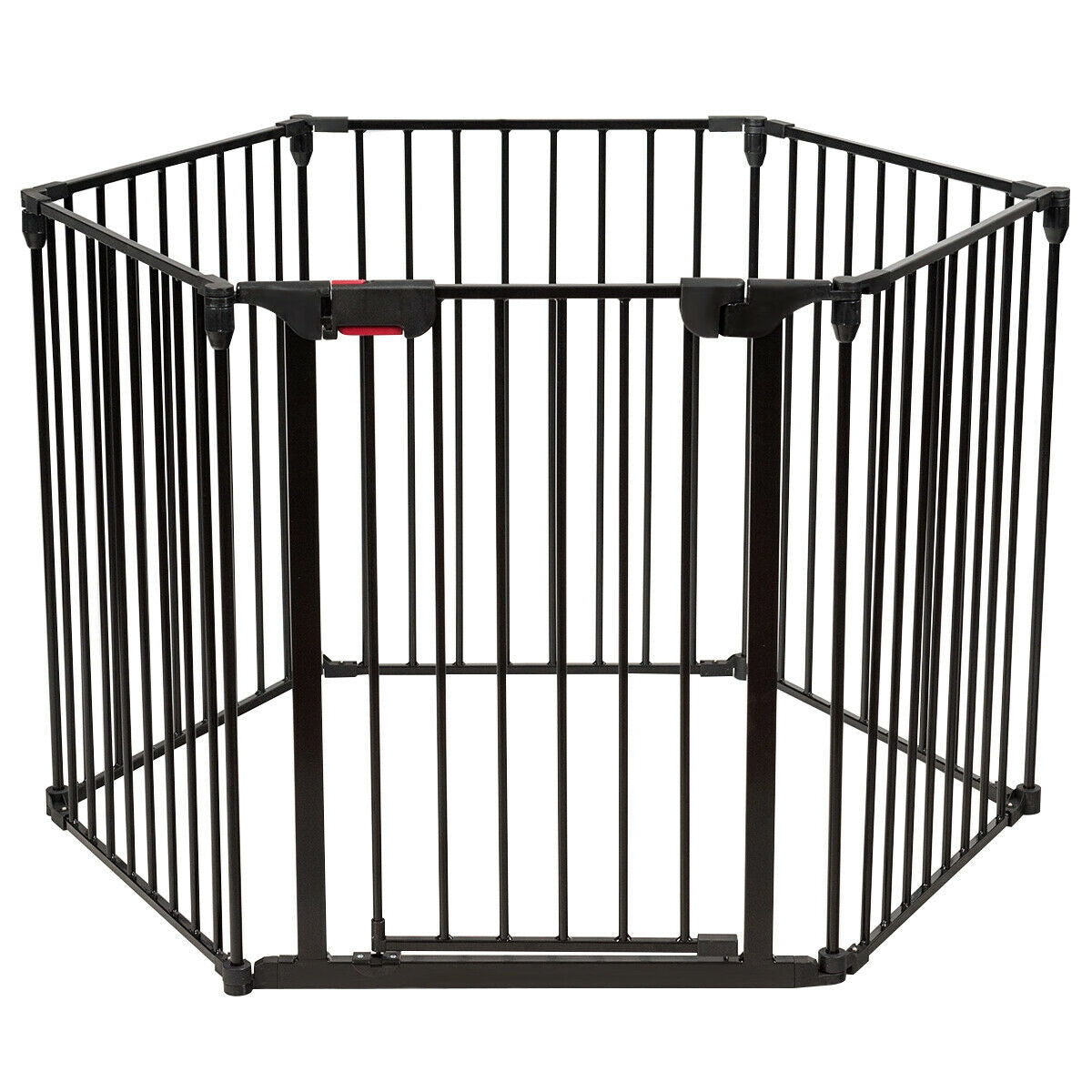 6 Panel Wall-mount Adjustable Baby Safe Metal  Fence Barrier-Black