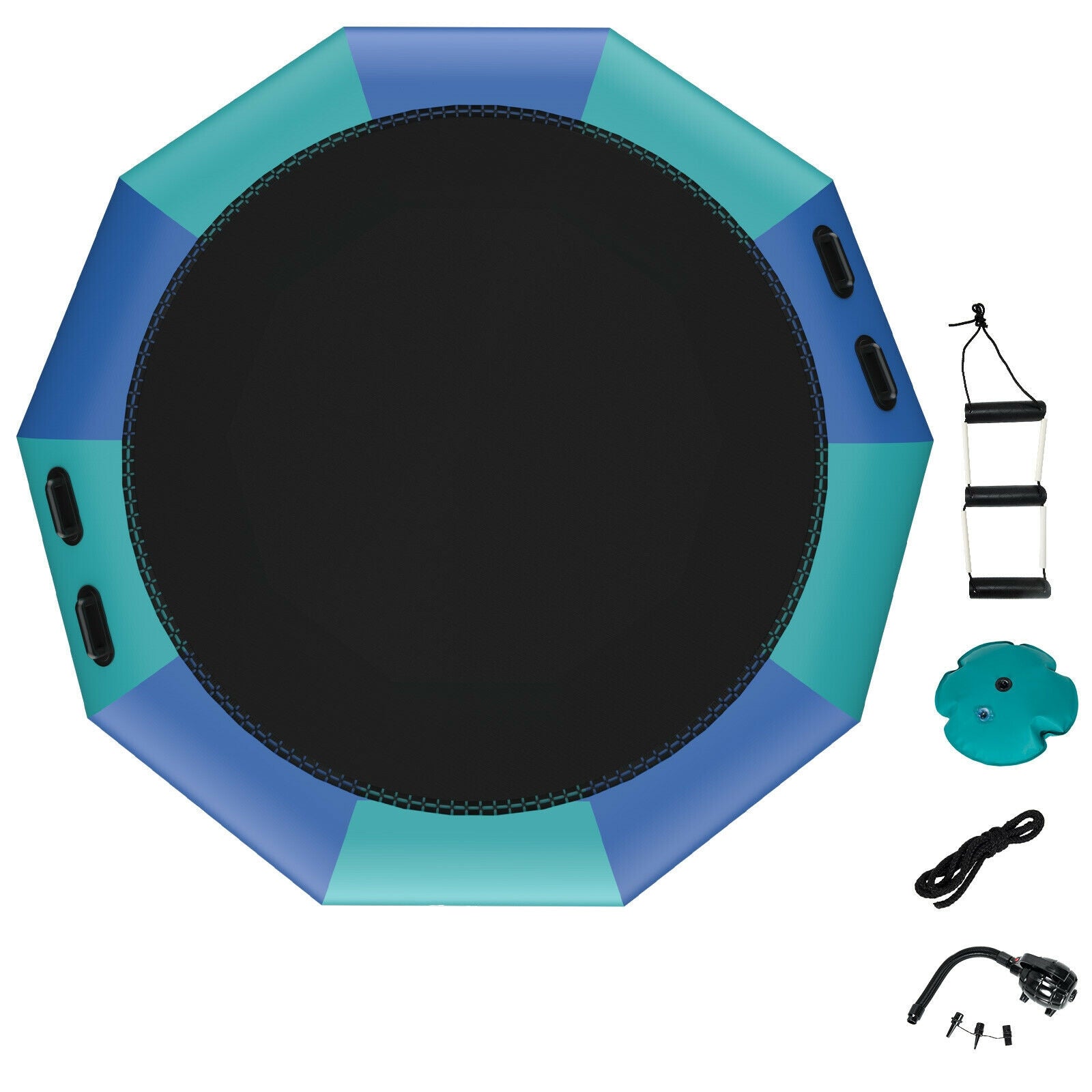 12 Feet Inflatable Splash Padded Water Bouncer Trampoline-Blue