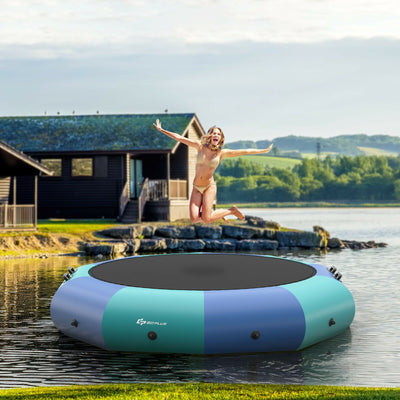 12 Feet Inflatable Splash Padded Water Bouncer Trampoline-Blue 