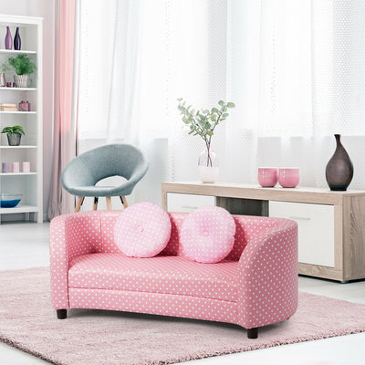 2 Seat Kid's Sofa Armrest Chair with Two Cloth Pillows 